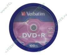 Диски DVD+R 4.7Gb Verbatim 16x (43551) <100 шт, на шпинделе, упаковка>