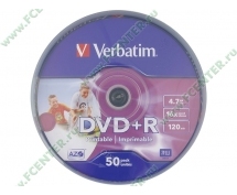 Диски DVD+R 4.7Gb Verbatim 16x (43512) <50 шт, на шпинделе, упаковка> Printable
