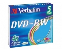 Диски DVD-RW 4.7Gb Verbatim 4x (43563) <slim> (5 шт, упаковка)
