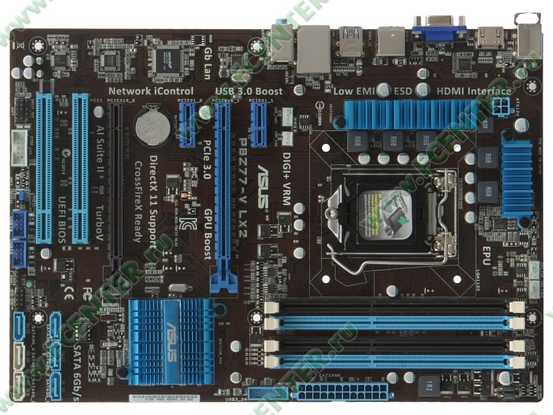 Сист.плата ASUS P8Z77-V LX2 <1155, Z77, 4xDDR3, SATA2&3, 2xPCI-Ex16, HDMI, 7.1, GBLan, ATX>