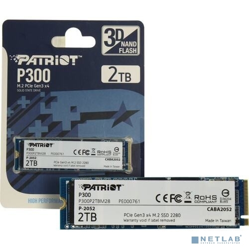 Накопитель SSD 2TB Patriot P300 (P300P2TBM28) <M.2 2280, NVMe, PCI-Ex4 3.0>