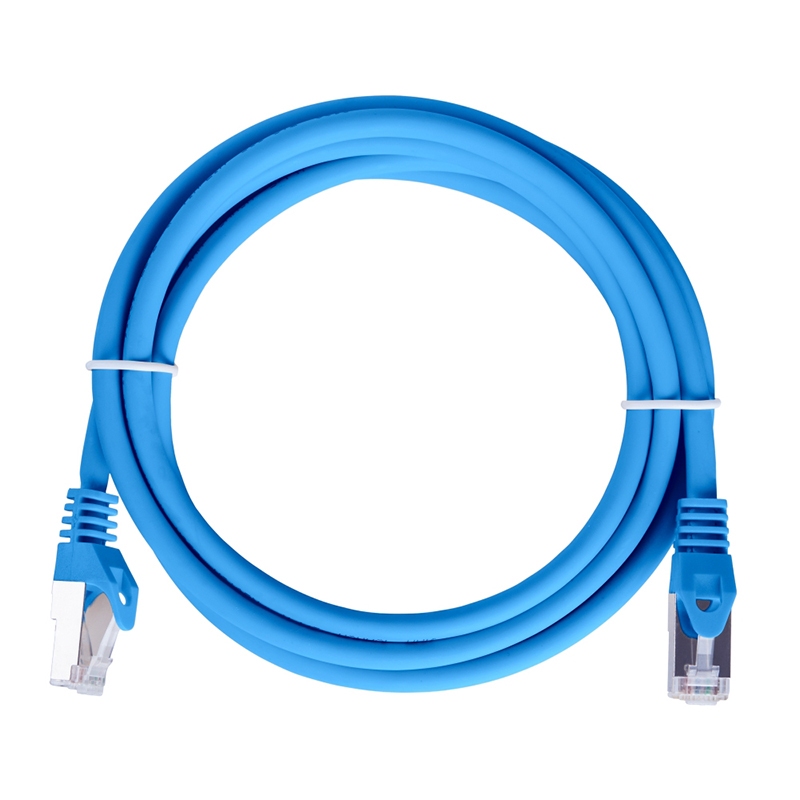 Коммутационный шнур NIKOMAX U/UTP 4 пары, Кат.5е (Класс D), 100МГц, 2хRJ45/8P8C, T568B, заливной, с защитой защелки, многожильный, BC (чистая медь), 24AWG (7х0,205мм), LSZH нг(А)-HFLTx, синий, 5м