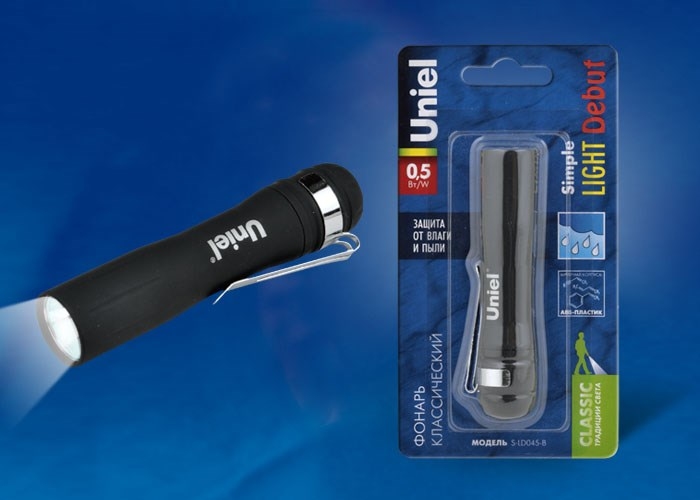Фонарик UNIEL UL-00000207 S-LD045-B черный